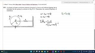 Ejemplo 2 de Vibración Libre de un sistema de 1 GDL. Ejercicio 2.11 (Thomson and Dahleh).