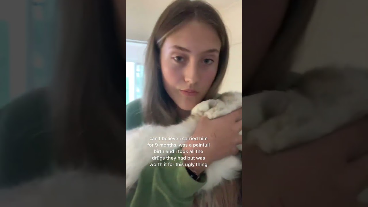 Humorous Take on Pet Ownership: A Woman's Affectionate Bond with Her Persian Cat