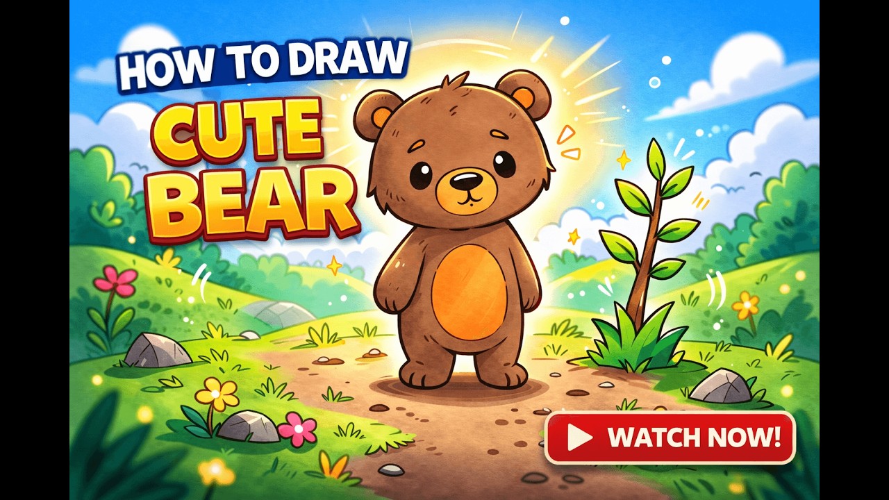 Easy Cute Bear Drawing Tutorial for Kids | Step-by-Step Guide