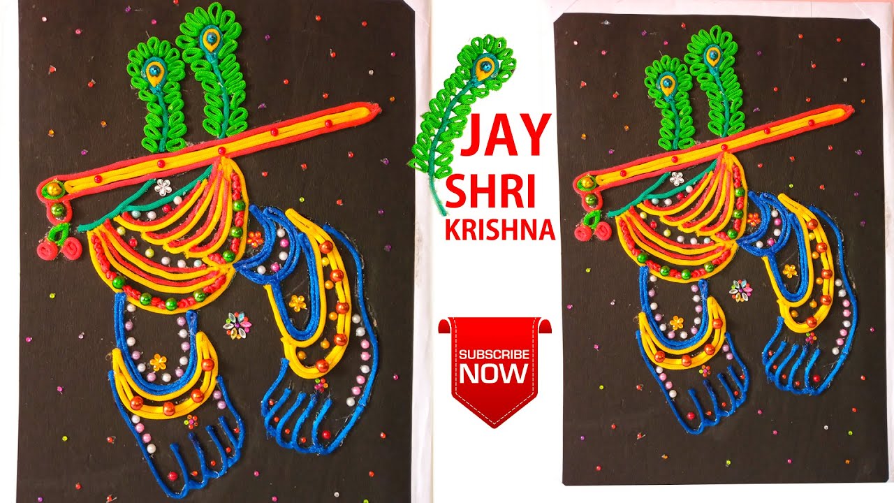 Macrame jay shri krishna wall hanging/waste macrame wall hanging