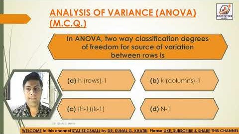 ANOVA MCQ PART 2 ANALYSIS OF VARIANCE BY DR KUNAL KHATRI #ANOVA #STATISTICS4ALL #VARIANCE #MCQ