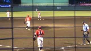 2012/8/13 中溝雄也 (新潟アルビレックスBC) セカンドスローイング