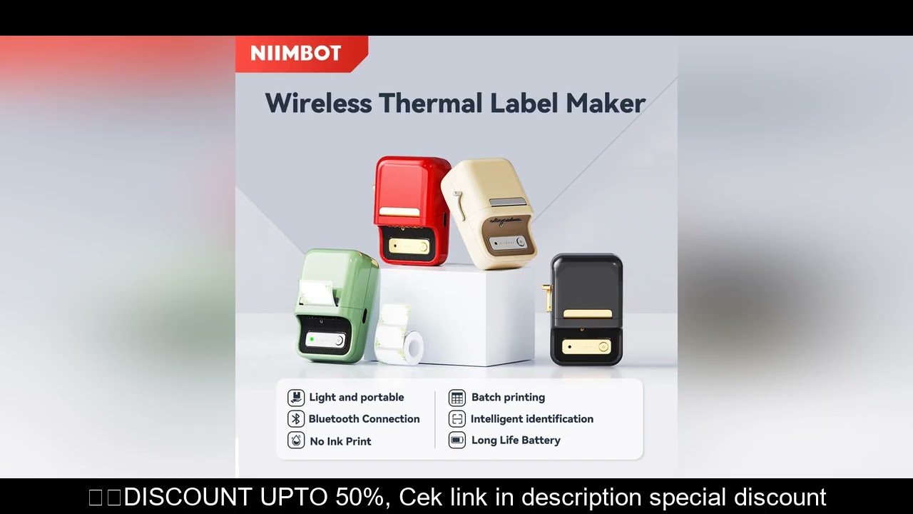 Niimbot B21 Label Maker Tag Price Portable Thermal Label Printer with White/Transparent/Color/Round