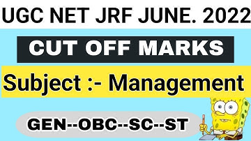 UGC NET JRF JUNE 2022 | Cut off marks of MANAGEMENT l MANAGEMENT
