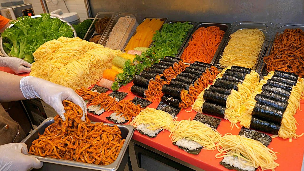 5000 продано за один день! Корейский рисовый ролл (яйцо, пулькоги кимбап) / Корейская уличная еда