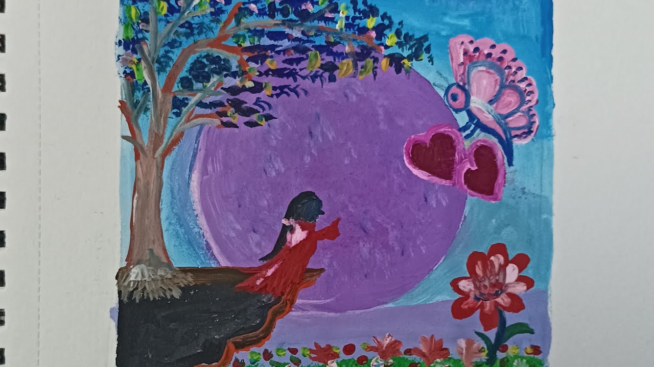Dream Girl Under Moonlight 🌙 | Magical Butterfly & Love Painting | Fantasy Art Vibes 💜✨"