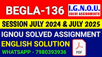 BEGLA-136 solved assignment 2024-25 | BEGLA-136 solved assignment 2025 | Ignou BEGLA-136 in English