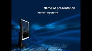 Dark Blue Monitor PowerPoint Template by PoweredTemplate.com