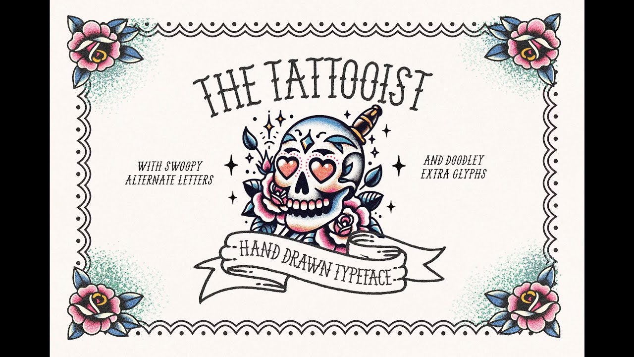 The Tattooist Typeface | Quirky Tattoo Art Typography for Illustrations & Artwork