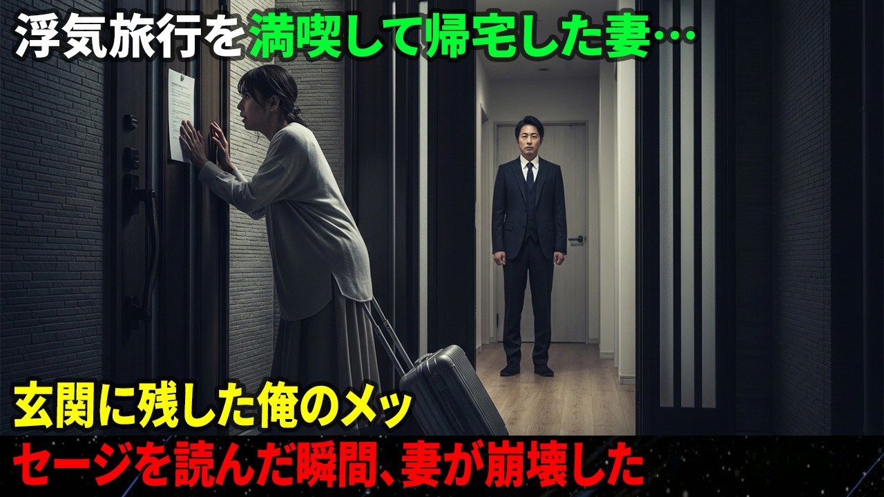 浮気旅行を満喫して帰宅した妻…玄関に残した俺のメッセージを読んだ瞬間、妻が崩壊した