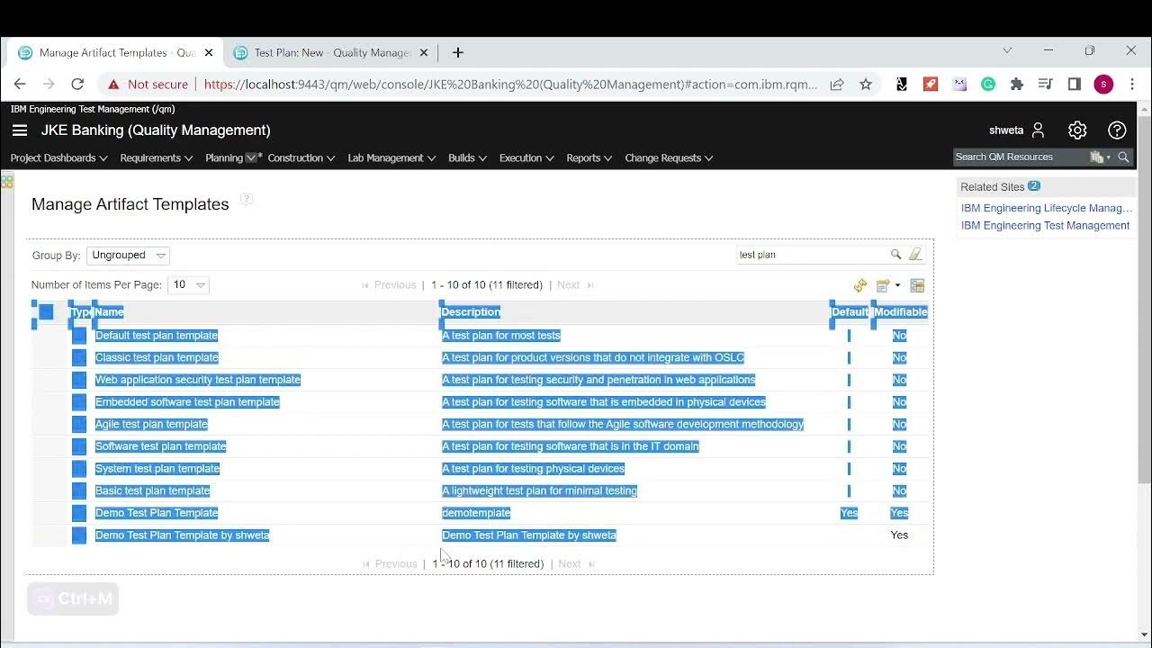 Ibm test management session 2 create custom test artifacts templates