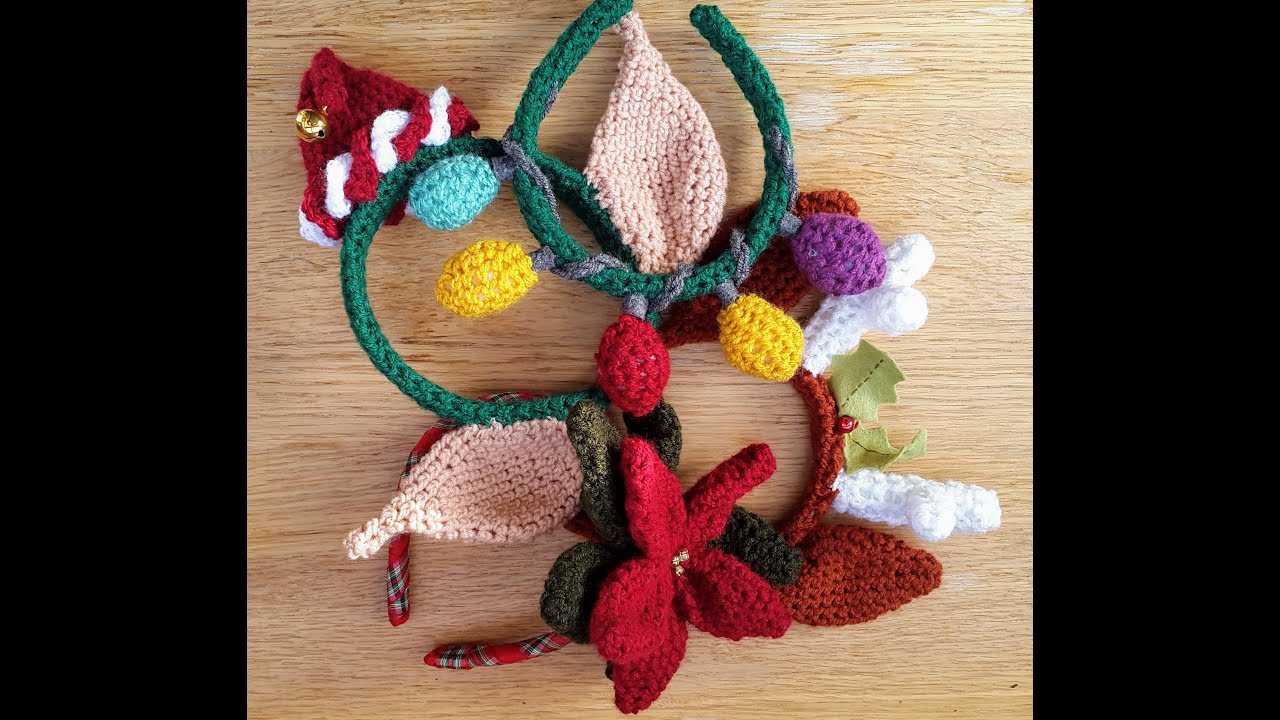 Christmas Crochet Headbands Set Women Cotton Red Green Holiday Accessories Quick & Easy Crochet Christmas Headband Tutorial (for Beginners) main image 3