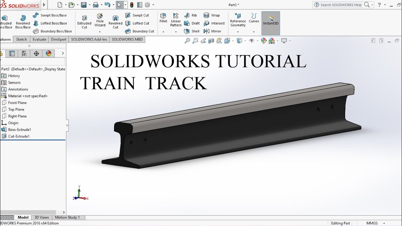 Solidworks tutorial railway track || How to design train track 