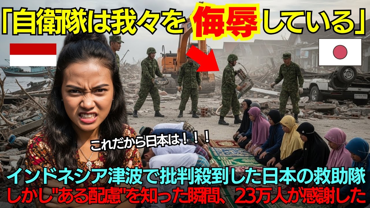 【海外の反応】「日本人は我々を侮辱している…」津波被災地で批判を浴びた自衛隊──しかし衝撃の事実が判明した瞬間、イスラム高僧が涙した…