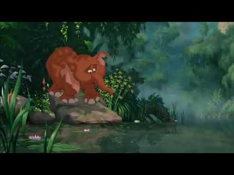 Tarzán escena donde Tantor tiene dudas sobre el agua