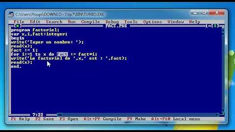 Turbo Pascal : le calcul du factoriel d