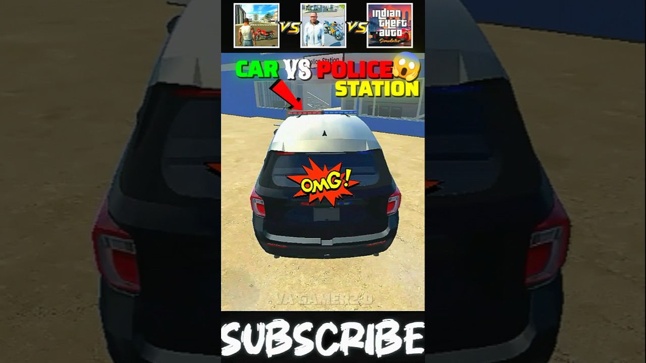 Cars Vs police station challenge 🤯 ibd3d vs gtiv vs Itas 💥🥵 #gta #shorts #indianbikedriving3d
