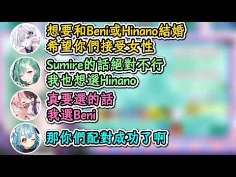 在想和Vspo哪個成員結婚的話題中被極力排除的Sumire！【八雲べに×花芽すみれ×花芽なずな×橘ひなの×兎咲ミミ】【Vspo中文精華】【ぶいすぽ切り抜き】【附日語語法|單詞解釋】