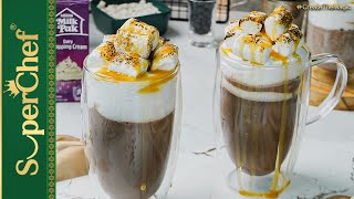 Recept voor warme chocolademelk met karamel | Romige zelfgemaakte warme chocolademelk met karamel