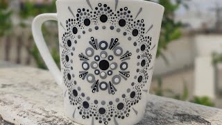 Easy Dot Mandala Painting On Coffee Mug Dot Mandala Painting For Beginners