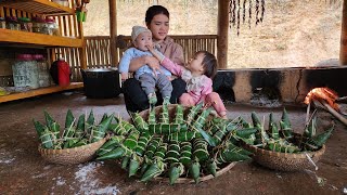 Single Girl: Making Cassava Cakes with her children to sell at the market | Happiness with children