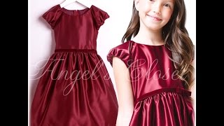 子供ドレス　クラシックサテンパフスリーブドレス（SK519）