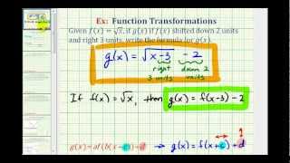 Ex 1: Find the Equation of a Translated Square Root Function Given a Translation