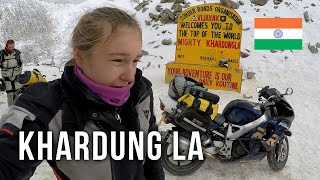 29. KHARDUNG LA Pass 5,359m on a sports bike - Ladakh - Himalayas | Round the World on a Fireblade