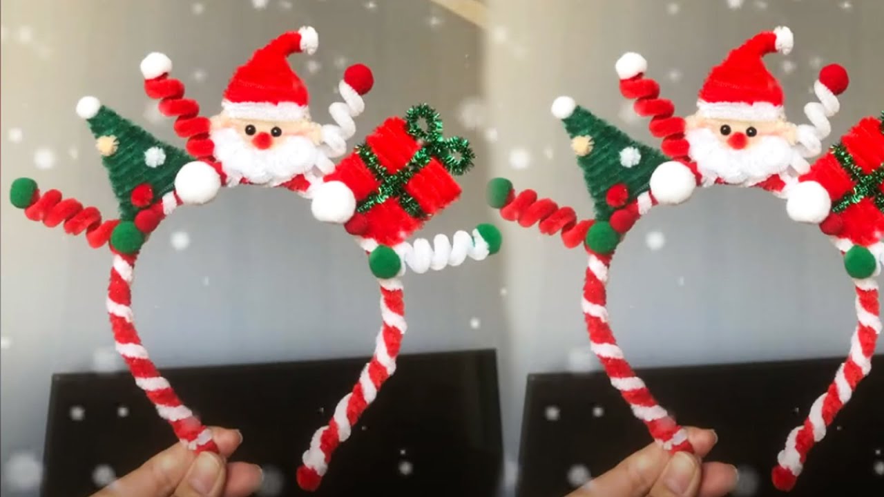 【モール】クリスマスヘッドバンド Christmas Headband Tutorial | Pipe Cleaners X'mas Crafts |