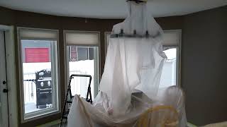 Deer Park, Red Deer AB Kitchen "Before" Painting with Sherwin Williams Emerald "Moon Mist" SW 9144