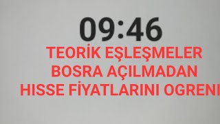 Son Daki̇ka 09:45 Teori̇k Eşleşmeler Bosra Açilmadan Hisse Fi̇yatlarini Ogrenin