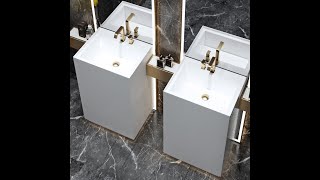 Famous HONDAO - Freestanding Pedestal Bathroom Sinks Solid surface Pedestal Basin Wealth