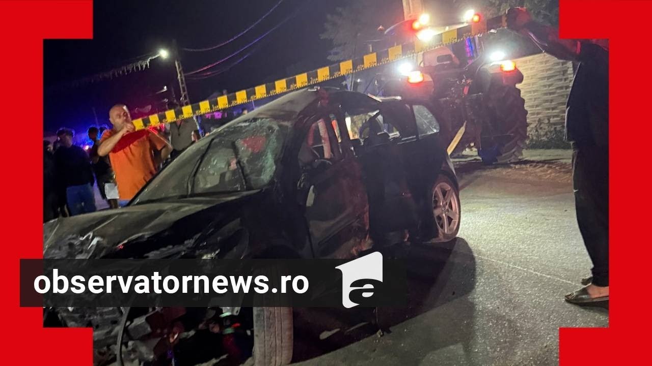 Momentul în care o maşină spulberă mai mulţi tineri la terasă, în Piatra-Olt