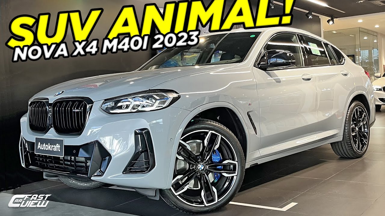 NOVO BMW X4 M40i CINZA BROOKLYN 2023 COM MENOS ITENS PAINEL E novo-bmw-x4-m40i-cinza-brooklyn-2023-com-menos-itens-painel-e