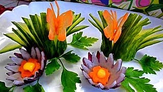 Украшения из огурца. Карвинг огурца. Decoration Of Cucumber Украшения из огурца. Карвинг огурца. Decoration Of Cucumber