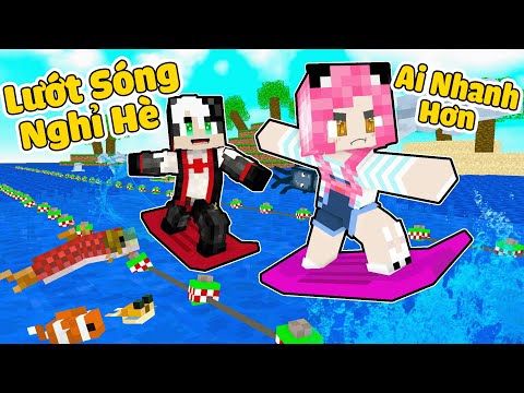 REDHOOD THỬ THÁCH 24 GIỜ DÃ NGOẠI MÙA HÈ CÙNG PANDA TRONG MINECRAFT*MỀU TRỞ THÀNH PRO LƯỚT SÓNG MCPE