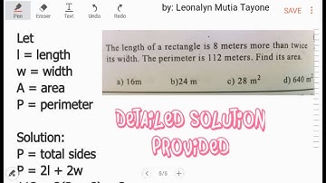 The length of a rectangle is 8m more than twice its width. The perimeter is 112 m. Find its area