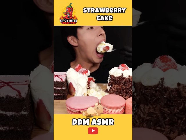Strawberry Cake Mukbang ASMR