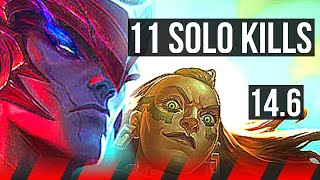 YONE vs ILLAOI (TOP) | 11 solo kills, 14/1/2, Quadra, Legendary | KR Master | 14.6