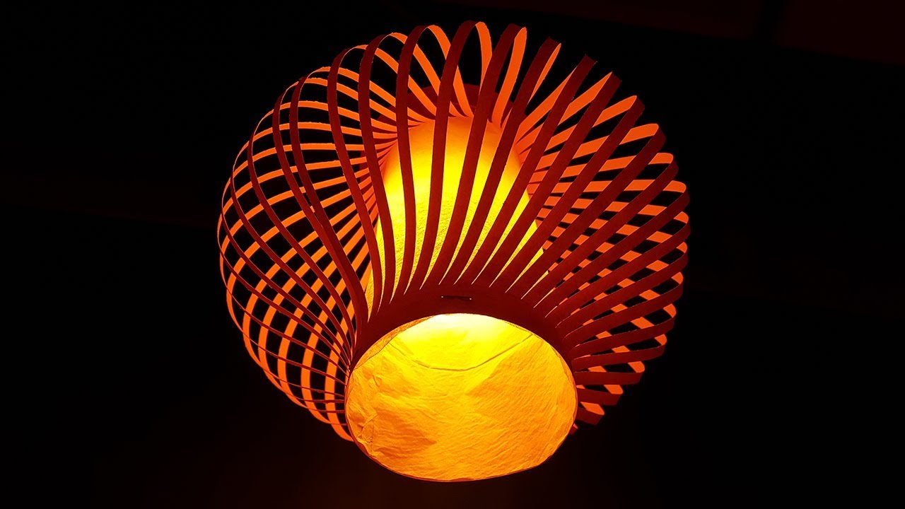 How to make a Pendant Light - Making Night Lamp out of paper - DIY Paper  Lamp/Lantern 