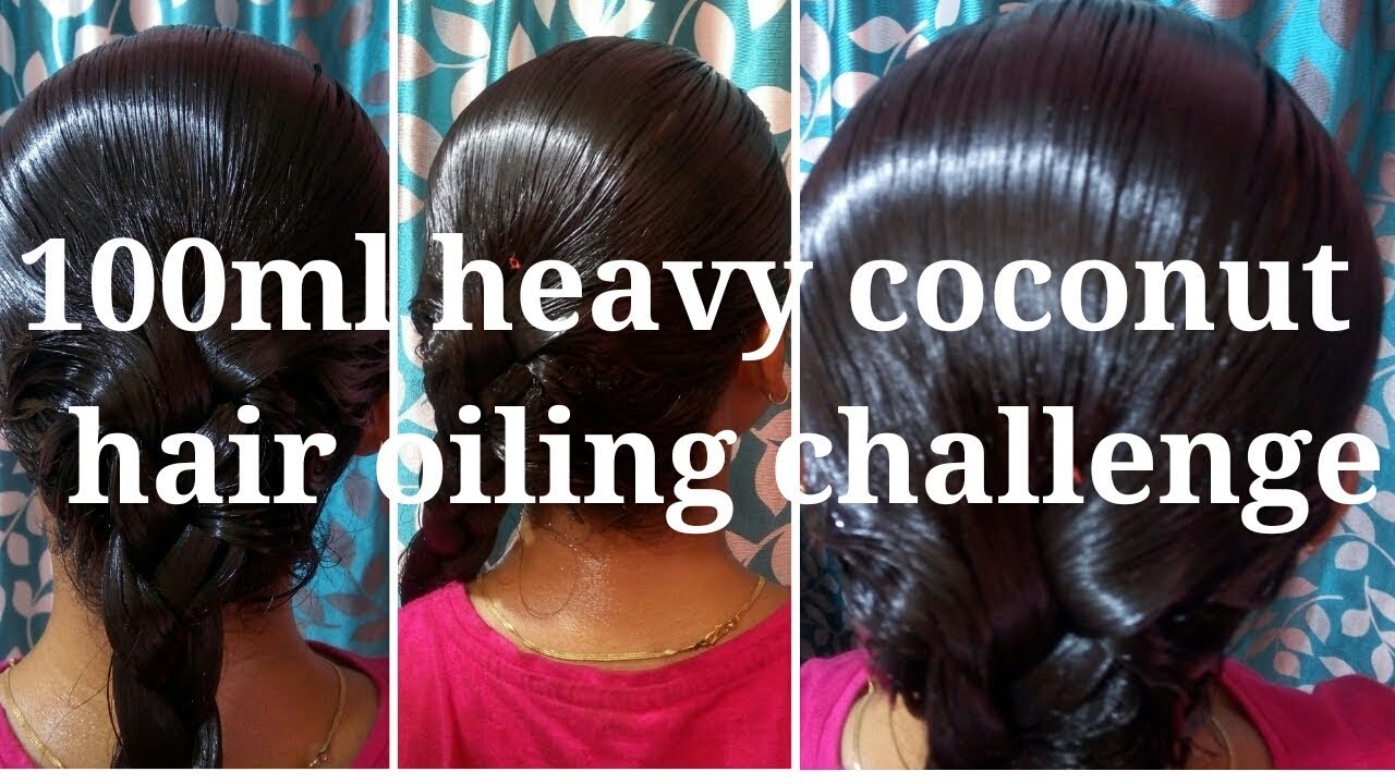 100ml heavy coconut hair oiling challenge 2019// Heavy hair oiling full