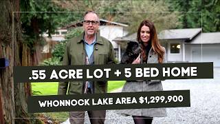 Over 1/2 acre lot with 5 bedroom home at Whonnock Lake. Call 604-828-7653 for a private viewing.
