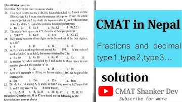 CMAT question in Nepal// fractions and decimal( 5 types of frequently asked questions in cmat)
