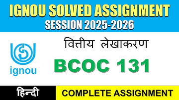 IGNOU BCOC 131 Solved Assignment 2025-26 | Hindi Medium | Download PDF | IGNOU Students Portal