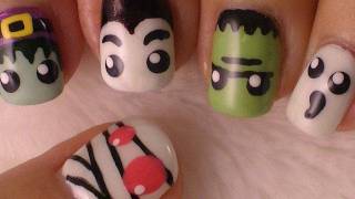 Halloween Nails - Halloween Monsters Nail Art *Mummies, Witches, Frankenstein, Dracula and Ghosts*
