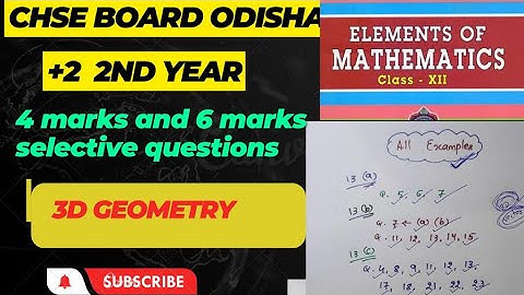 CHSE math most important Questions||Three Dimensional Geometry ||Class 12 Board exam 2023