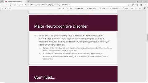 Disorders of aging and cognition