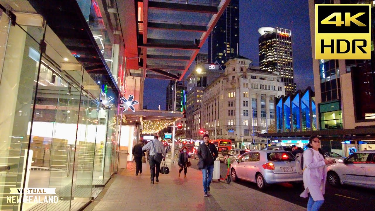 【4K HDR】Night Walk Auckland City New Zealand!
