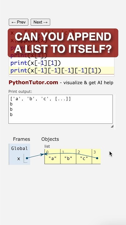 append python list to itself EXPLODES your computer - pythontutor.com ...