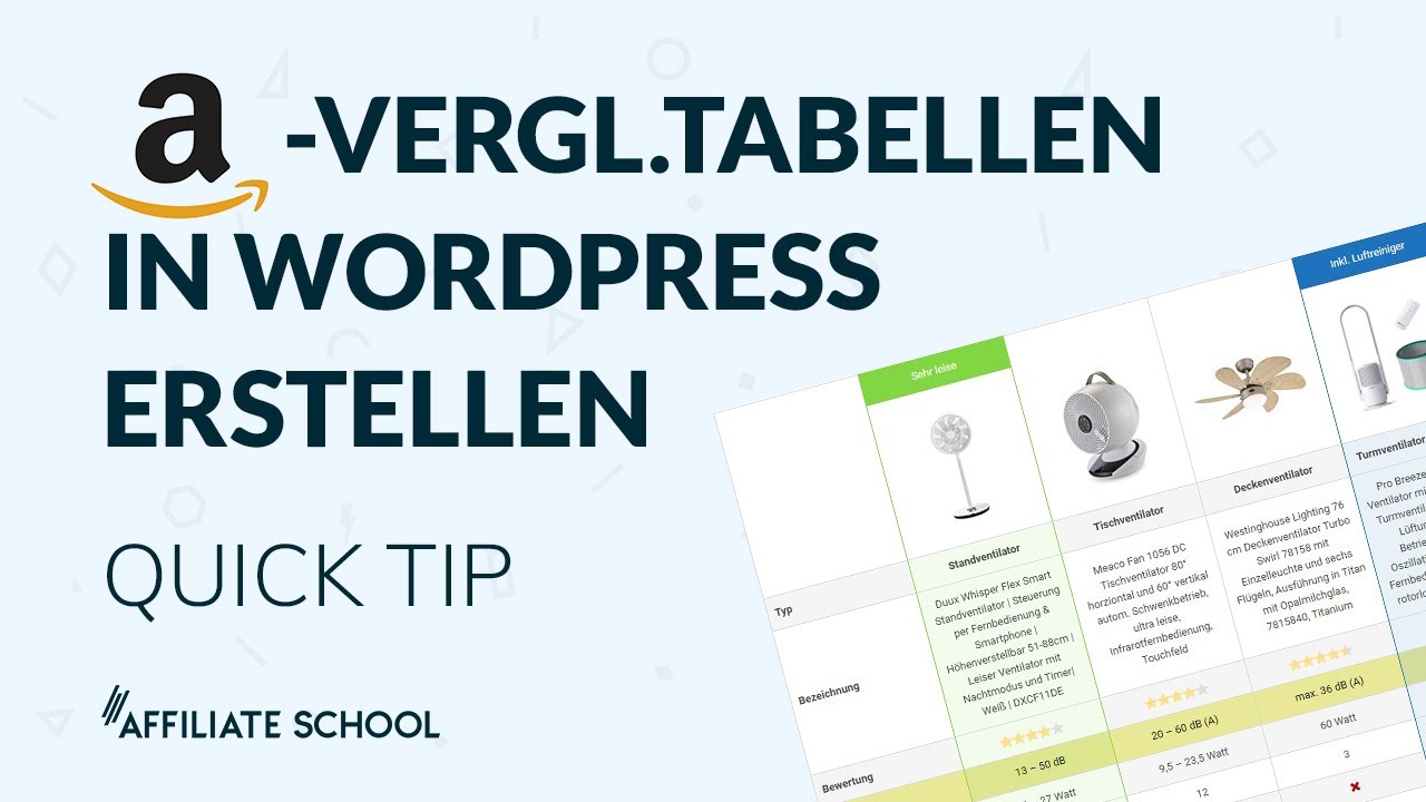 Wie man Amazon-Vergleichstabellen in WordPress erstellt